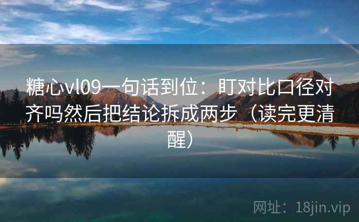 糖心vl09一句话到位：盯对比口径对齐吗然后把结论拆成两步（读完更清醒）